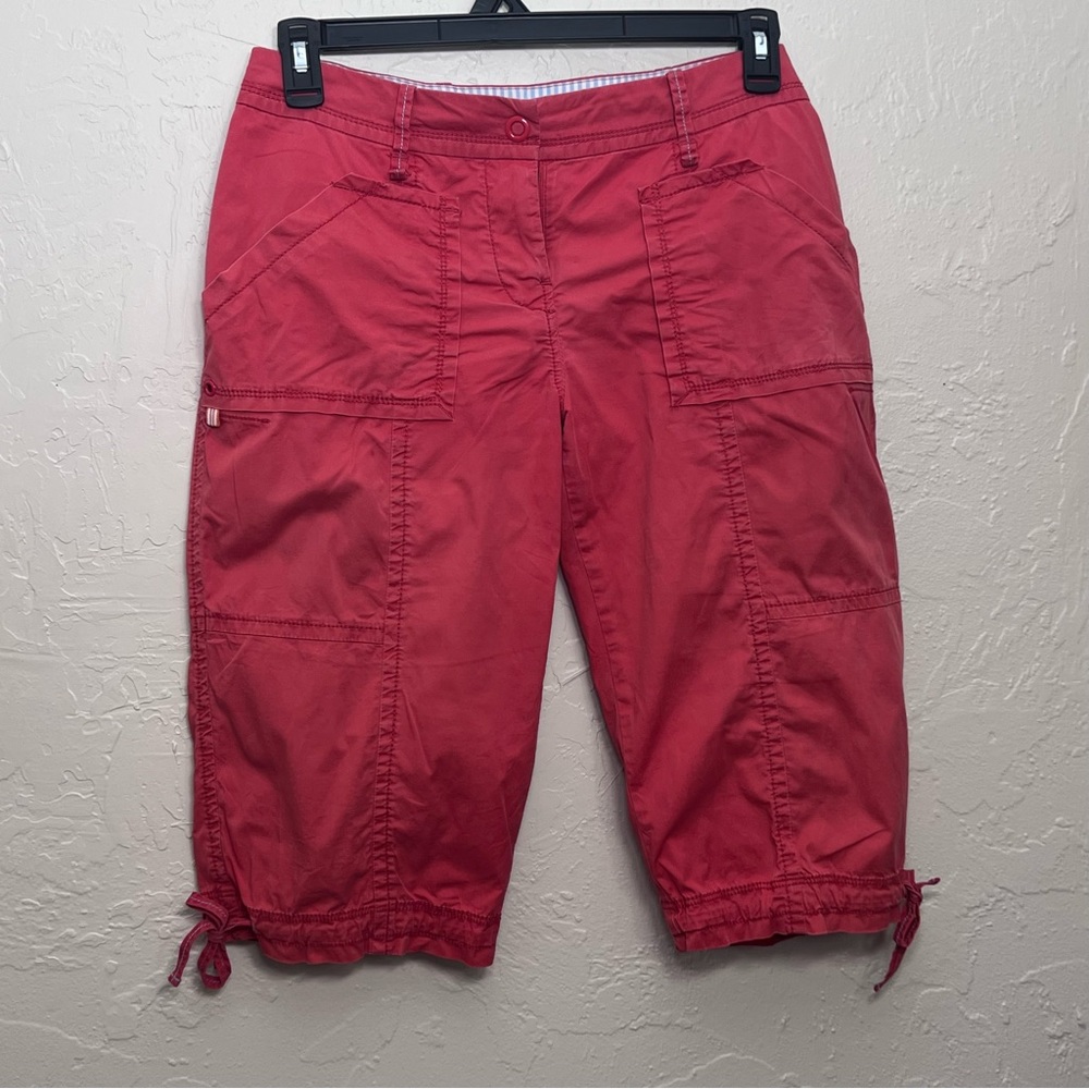 ANTHROPOLOGIE SITWELL ORANGE CARGO CAPRIS SIZE 8